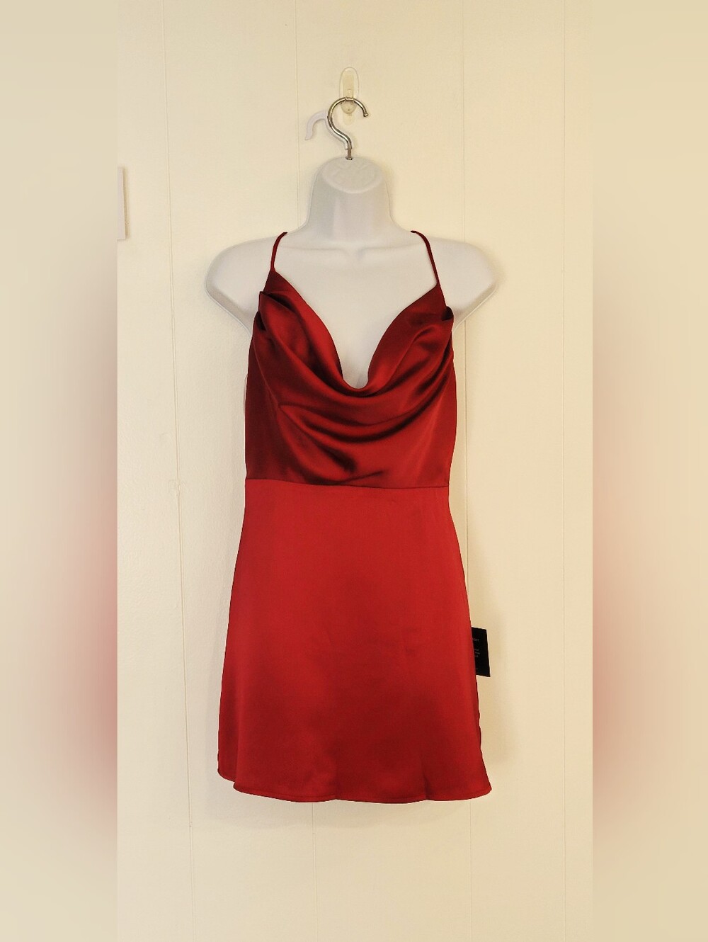 Lulu's Red Satin Cowl Mini Dress